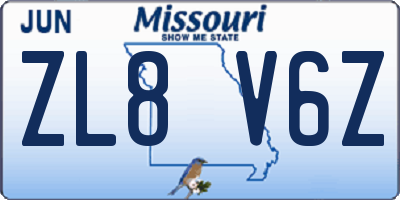 MO license plate ZL8V6Z