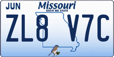 MO license plate ZL8V7C