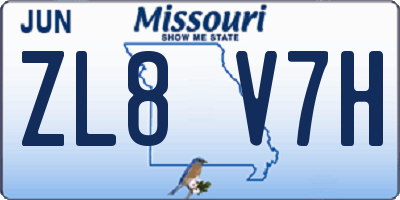 MO license plate ZL8V7H