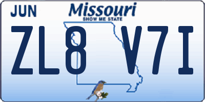 MO license plate ZL8V7I