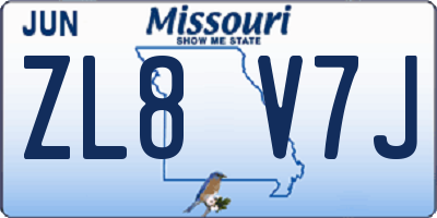 MO license plate ZL8V7J