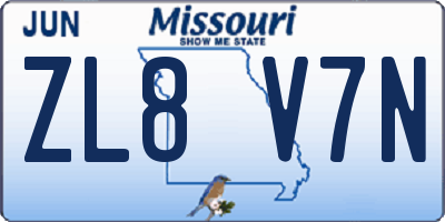 MO license plate ZL8V7N
