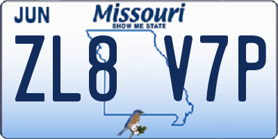 MO license plate ZL8V7P