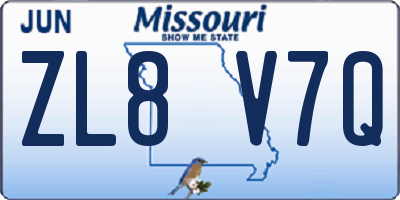 MO license plate ZL8V7Q