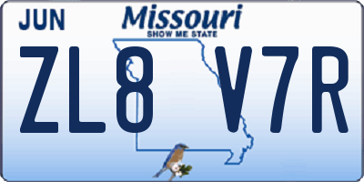 MO license plate ZL8V7R