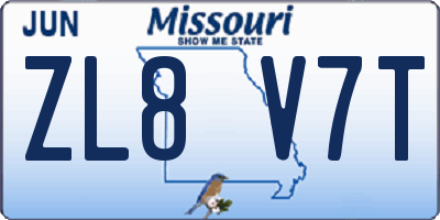 MO license plate ZL8V7T