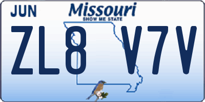 MO license plate ZL8V7V