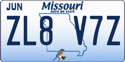 MO license plate ZL8V7Z