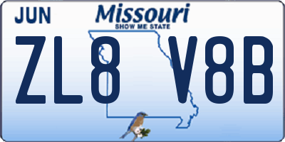 MO license plate ZL8V8B