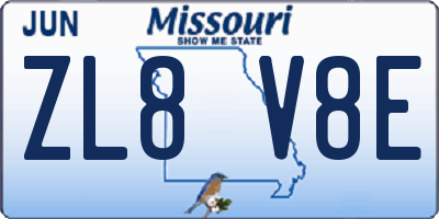 MO license plate ZL8V8E