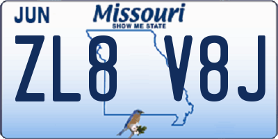MO license plate ZL8V8J