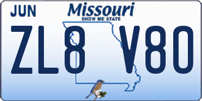 MO license plate ZL8V8O