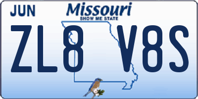 MO license plate ZL8V8S