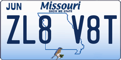 MO license plate ZL8V8T
