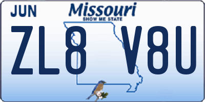 MO license plate ZL8V8U
