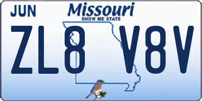 MO license plate ZL8V8V