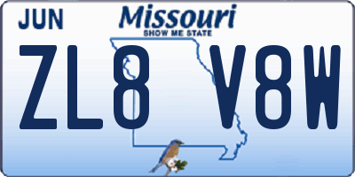 MO license plate ZL8V8W