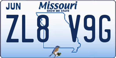 MO license plate ZL8V9G
