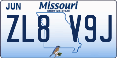 MO license plate ZL8V9J