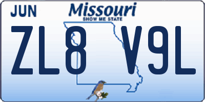 MO license plate ZL8V9L