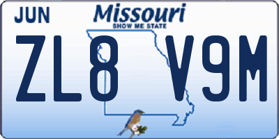 MO license plate ZL8V9M