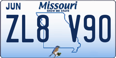 MO license plate ZL8V9O