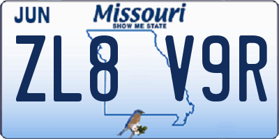 MO license plate ZL8V9R