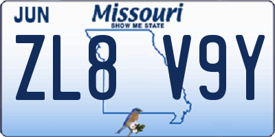 MO license plate ZL8V9Y