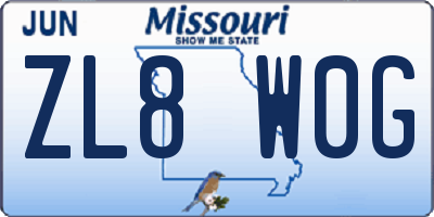 MO license plate ZL8W0G