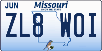 MO license plate ZL8W0I