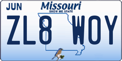 MO license plate ZL8W0Y