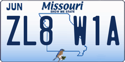 MO license plate ZL8W1A