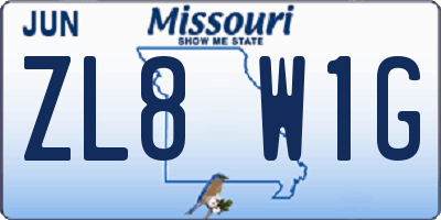 MO license plate ZL8W1G