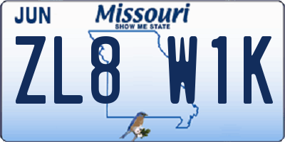 MO license plate ZL8W1K