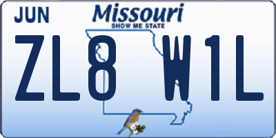 MO license plate ZL8W1L