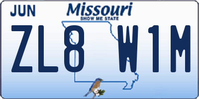 MO license plate ZL8W1M