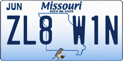 MO license plate ZL8W1N