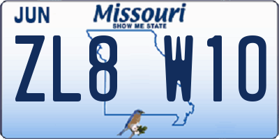 MO license plate ZL8W1O