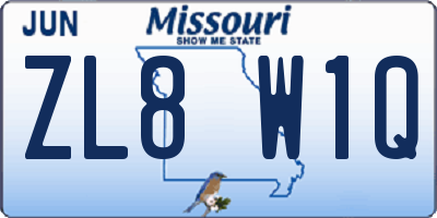 MO license plate ZL8W1Q