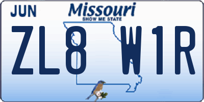 MO license plate ZL8W1R