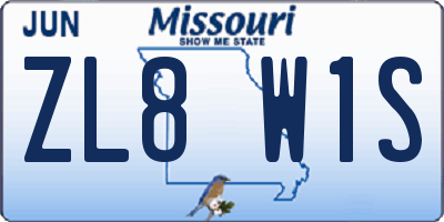 MO license plate ZL8W1S