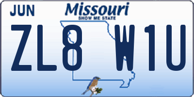 MO license plate ZL8W1U