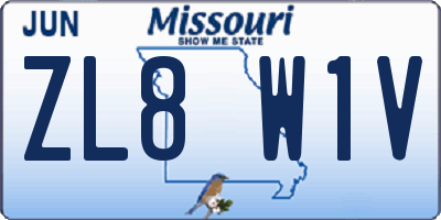 MO license plate ZL8W1V