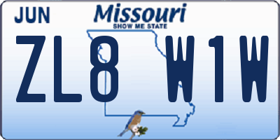 MO license plate ZL8W1W