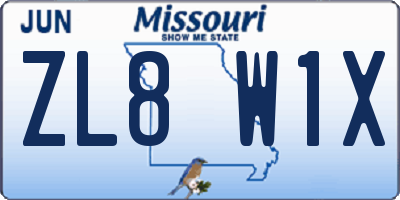 MO license plate ZL8W1X