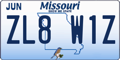 MO license plate ZL8W1Z