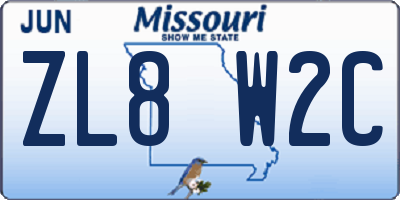 MO license plate ZL8W2C