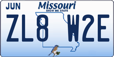 MO license plate ZL8W2E