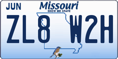 MO license plate ZL8W2H