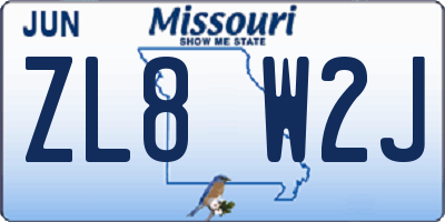 MO license plate ZL8W2J